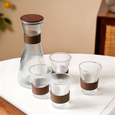 Fluted Glass Carafe Jug With Tumblers Online - Premium Jug Set | Nestasia