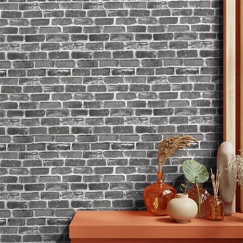 Eurotex Brick Design, Black Peel and Stick Wallpaper, Adhesive For Wal