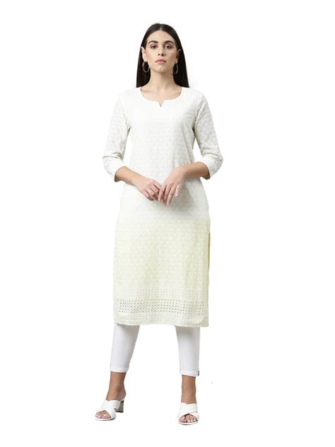 Neeru's Lemon Color Chiken Fabric Kurta – Neerus India