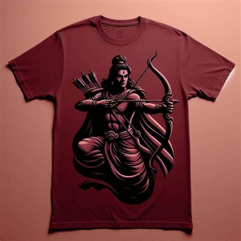 Maroon Red Lord Rama Tee - Divine and Regal – Acquires