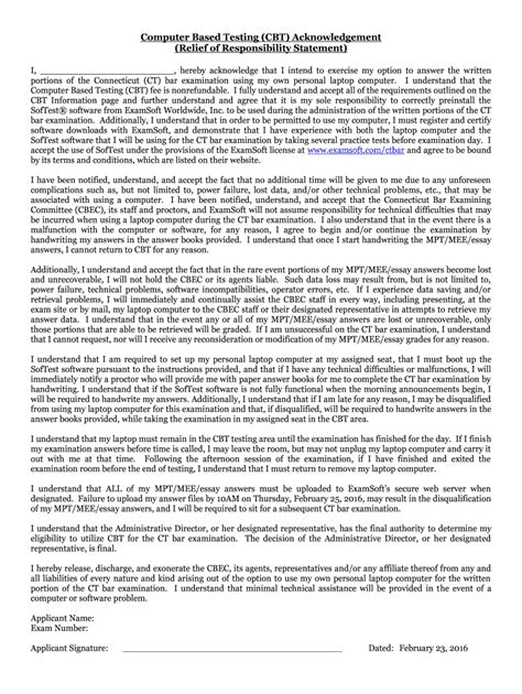 Fillable Online jud ct Computer Based Testing (CBT) Acknowledgement ...