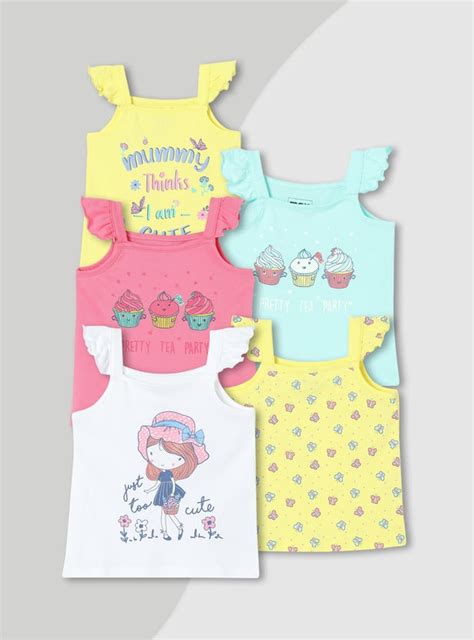 Buy Girls Graphic Printed T-shirts - Pack of 5 Online at just Rs. 799.0 ...