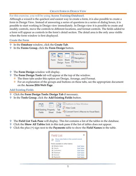 Image result for Create Form in Design View
