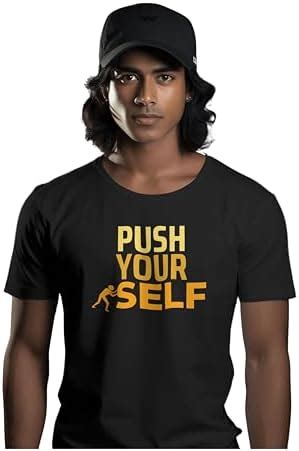 Buy Eagle House [ Push Your Self - Round Neck Half Sleeves Solid T ...