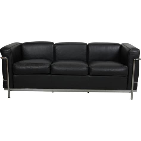 Le Corbusier LC2 3.seater sofa in black leather