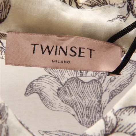 7438AE camicia donna TWIN-SET off white/black cotton/silk shirt woman