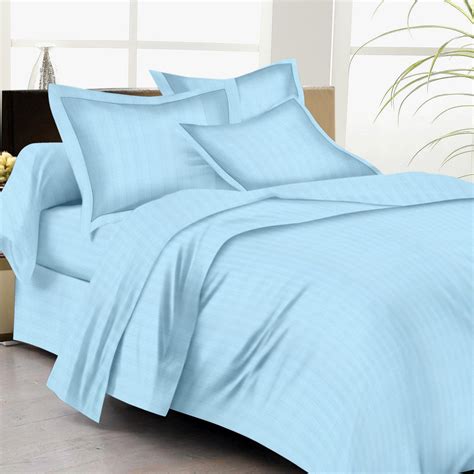 Buy Bed Sheets with Stripes 200 Thread count - Sky Blue online in India ...