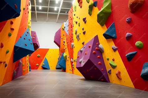 Premium Photo | Indoor Artificial Rock Climbing Walls with Colored