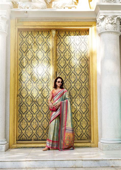Green Rajmata Tissue Silk Saree with Zari weaving – Mohi fashion