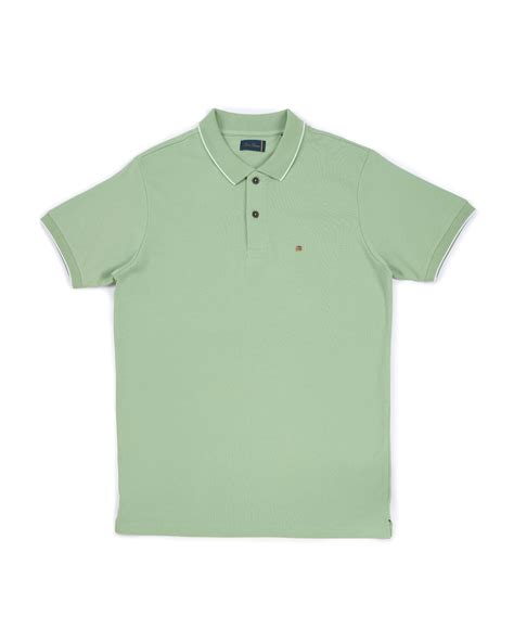 Bare Brown Light Green Slim Fit Lightweight Polo T-Shirt | Tea & Tailoring