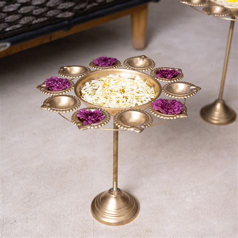 Diya Holder Flower Urli with Stand (Set of 3)
