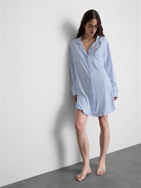 Womens Light Blue Relaxed Piped Nightshirt | Primark