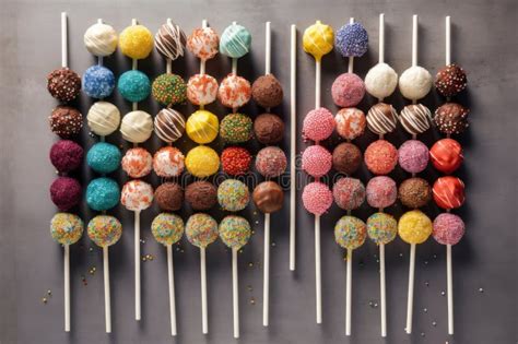 Collection of Cake Pops in a Variety of Colors and Flavors Stock Illustration - Illustration of ...