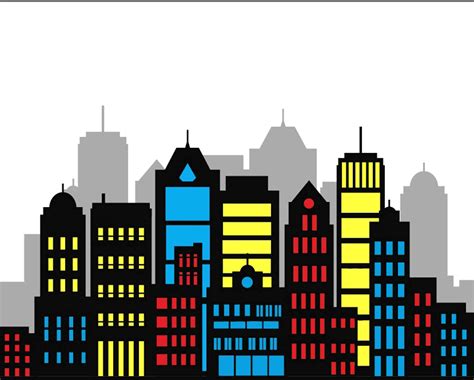 Superhero Buildings Block Clipart and Skyline City Buildings - Etsy