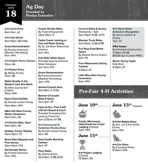 Full Schedule | Allen County Fair — Allen County Fairgrounds
