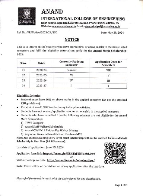Notice - Anand Merit Scholarship - 2024 - A]NA]NJD UN'f fl ...