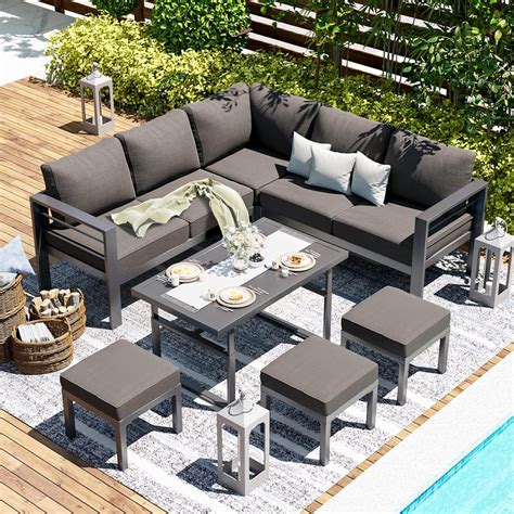 AECOJOY 7-Pieces Full Metal Frame Patio Furniture Sets, Modern Deck ...