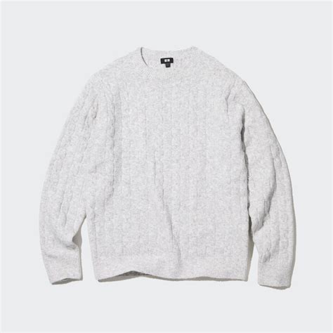 Uniqlo Soufflé Yarn Cable Knit Crew Neck Jumper Sale Cheap - Uniqlo Men ...