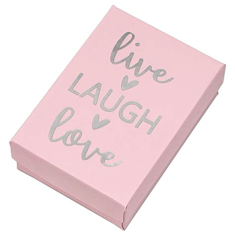 3 1/4" x 2 1/4" Pink and Silver "Live Laugh Love" Cotton Filled Box ...