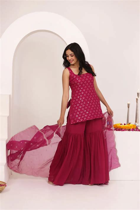 KEERTHI BLUE CHIKANKARI SHARARA SET – Deasha India