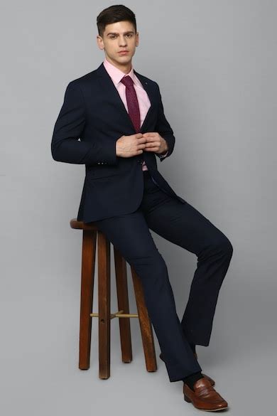 Buy Men Navy Slim Fit Stripe Formal Two Piece Suit Online - 866193 ...