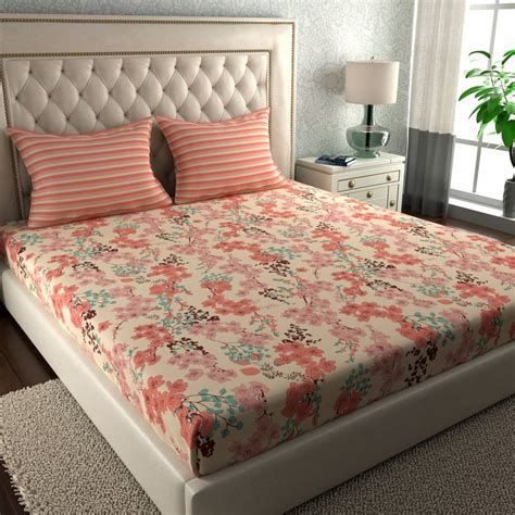 TRIDENT 120 TC Cotton Double Floral Flat Bedsheet - Buy TRIDENT 120 TC ...