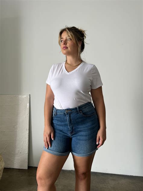 Plus Size Classic Denim Shorts | Classic denim shorts, Classic denim ...