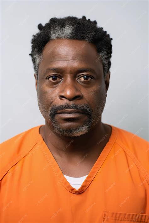 Premium Photo | Prison mugshot of middle aged african american man in ...
