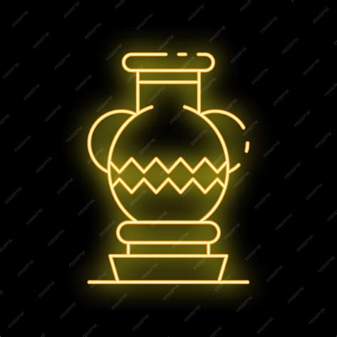 Ancient greek amphora shining in yellow neon light | Premium Vector