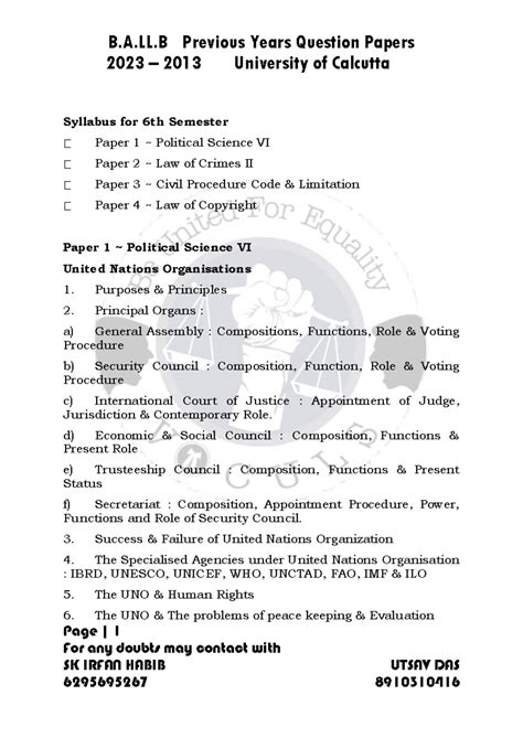 Previous Year Question Paper, 6th Sem - 2023 – 2013 University of ...
