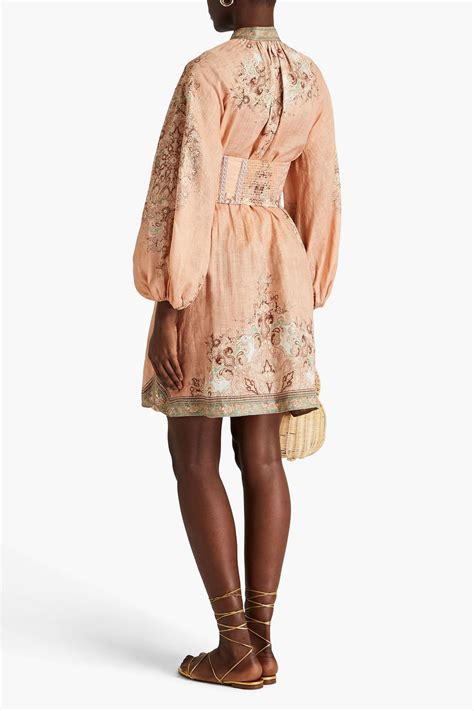 ZIMMERMANN Belted printed linen mini dress | THE OUTNET