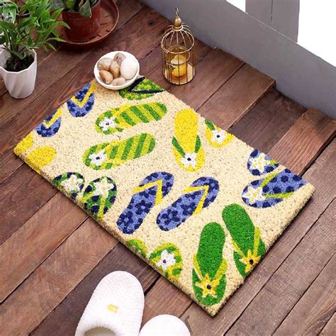 SWHF Premium Coir and Rubber Quirky Design Door and Floor Mat : Flip-Flop