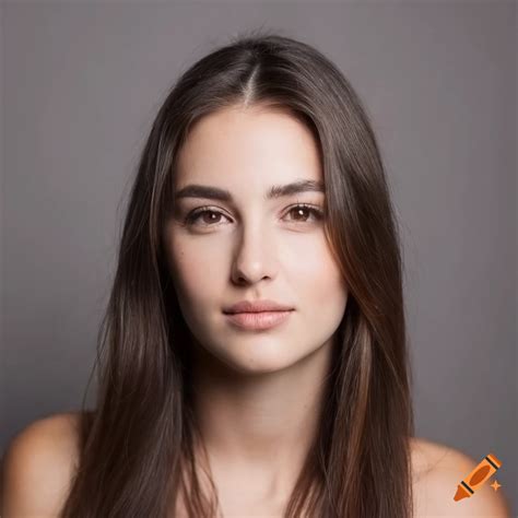 Portrait of a beautiful 22-year-old woman with brown eyes on Craiyon
