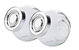 Buy HOMIES set of 2 Clear Glass Tilted Cookie Jar with lid, (400 ml ...