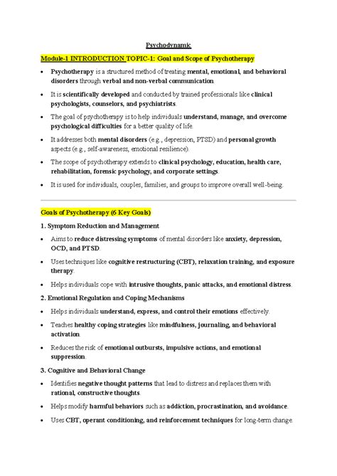 Dynamic notes - they cover all. the modules - Psychodynamic Module-1 ...