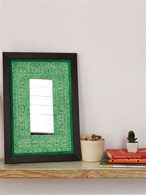 Madhubani Floral Green' Hand-painted on Handmade Paper Wall Frame ...