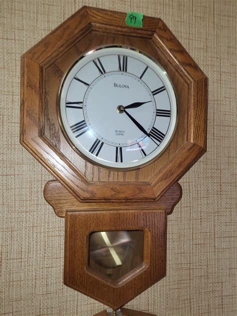 Wooden Bulova Wall Clock - Working