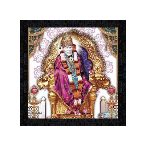 PnF Framed Poster of Sai Baba 22080-(14x14inch,Multicolour,Synthetic ...