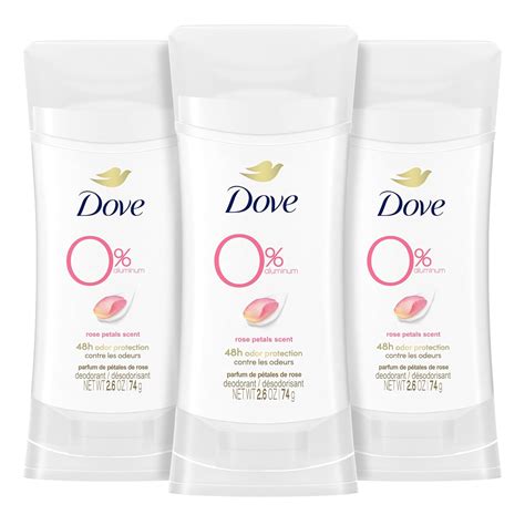 Brandclub - Dove 0% Aluminum Deodorant Stick Rose Petals 3 Count Non ...