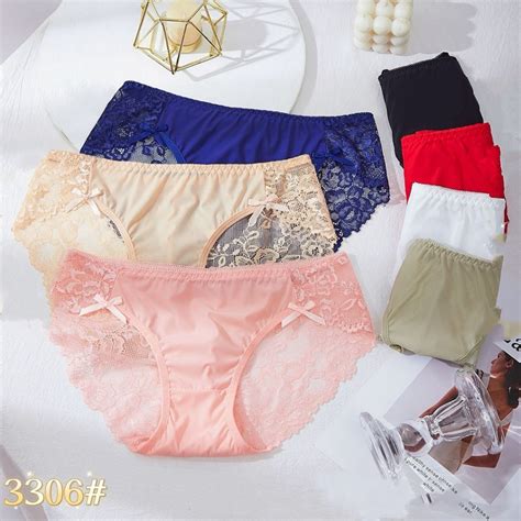 3pcs/set Sexy Lace Panties Women Underwear Ice Silk Seamless Briesf Mid ...