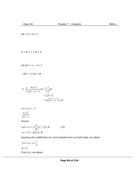 NCERT Class 12 Maths Chapter 7 Exercise 7.4 Solutions - Integrals