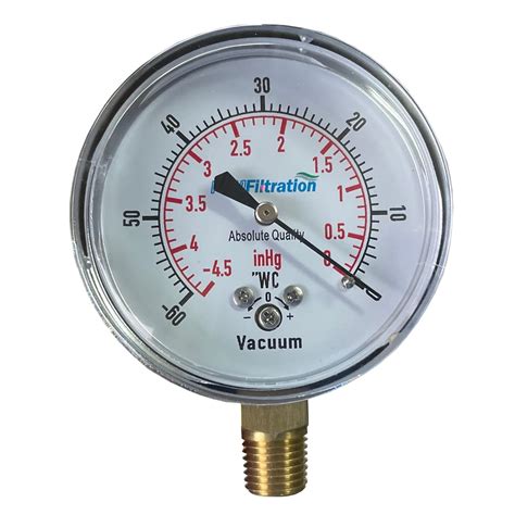 PRM Vacuum Gauge 0 to -60" WC / 0 to -4 inHg, 2.5 Inch Dial, Chrome ...
