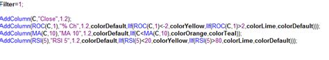 VFMDirect.in: Color formatting Amibroker exploration results