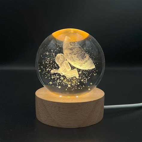 Buy Openja Glowing Crystal Ball 3D Inner Carved Small Crystal Ball ...