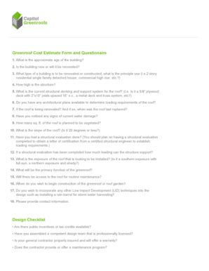 Fillable Online Download Greenroof Cost Estimate Form & Questionnaire ...