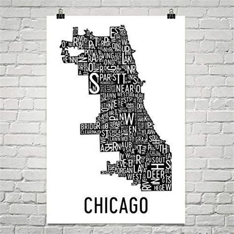 Buy Chicago Typography Neighborhood Art City Print, Chicago Wall Art ...