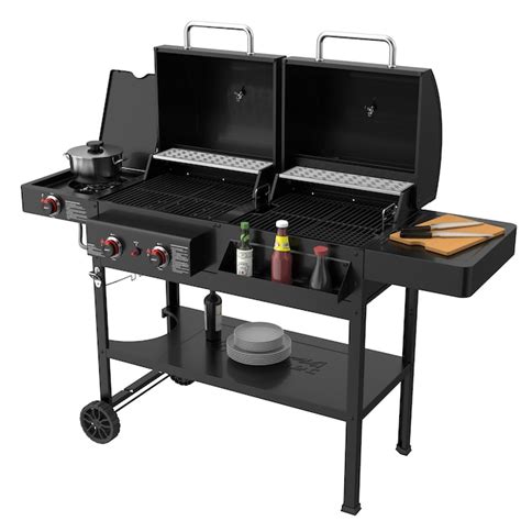 Royal Gourmet Black Gas and Charcoal Combo Grill with Side Burner in ...