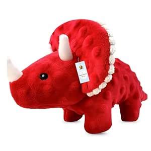 Buy Foodie Puppies Interactive Dog Squeaky Plush Toy (Red Hornsaurus ...