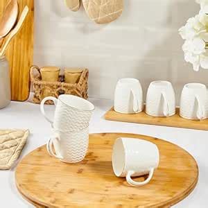 Amazon Brand - Solimo Handcrafted Bone China Tea/Coffee Cups/Mugs with ...