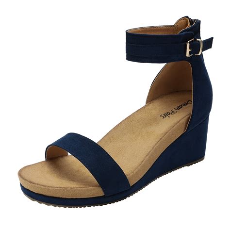 Dream Pairs Women's Open Toe Buckle Ankle Strap Platform Wedge Sandals ...